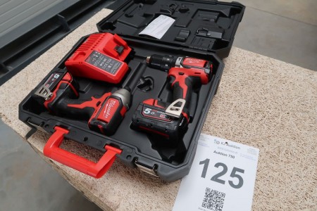 Cordless screwdriver and impact screwdriver Milwaukee, M18 BLID, M18 BLPD, 18V with 2 batteries and 1 charger