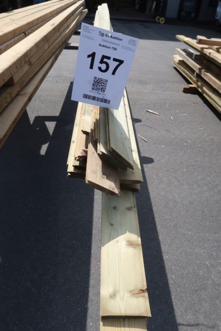75 meter cladding boards, thickness 15 mm, cover width 85 mm. Length 420 cm