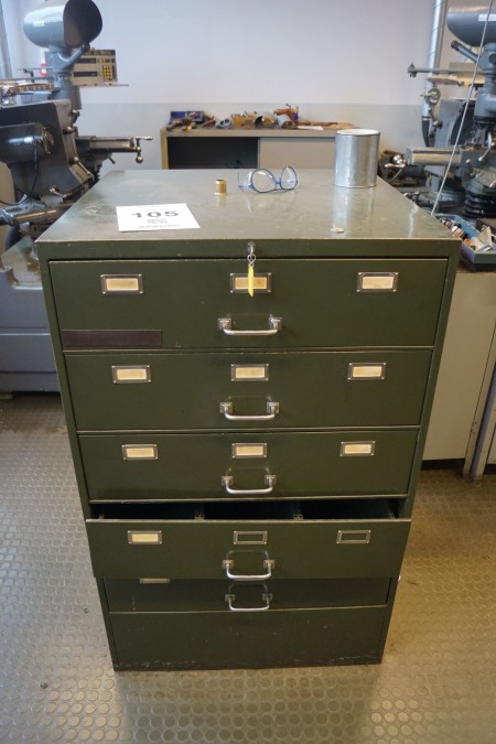 Tool cabinet with drawers.