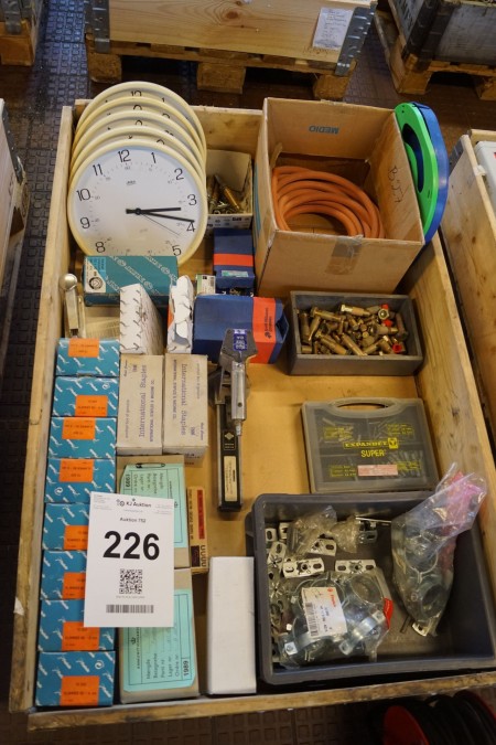 Lot of bolts, clips, watches, air hose etc.