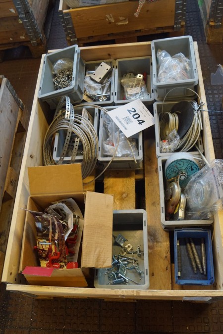 Lot of wire, fittings, hooks, etc.