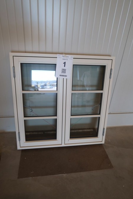 Holzfenster, 98x98 cm, Rahmenbreite 11,5 cm, weiß / weiß