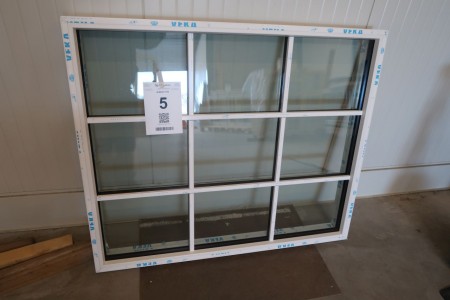 Plastic window, W131xH109 cm, frame width 11.5 cm, white / white, with groove for bottom piece