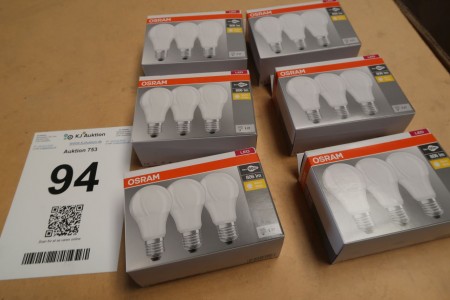 6x3 pcs. bulbs, 9W, E27