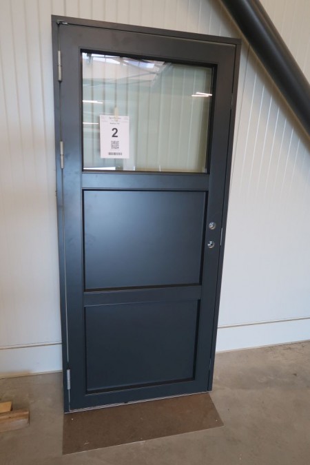 Facade door, wood / aluminum, left out, B94,5xH211 cm, frame width 13 cm, anthracite / white, 3-point lock