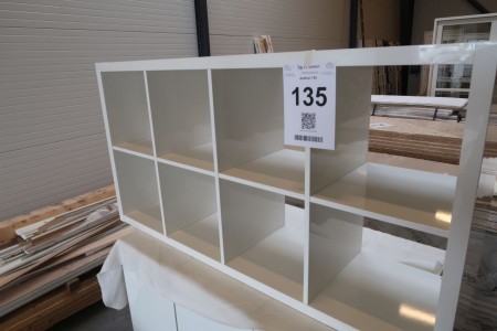 Bookcase H76xW147xD39 cm, high gloss white