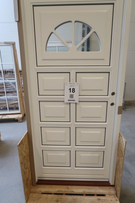 Front door, right in, B100xH210 cm, frame width 11.5 cm, white / white, 3-point lock