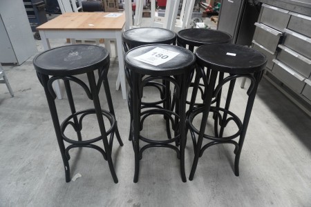 5 black bar stools.