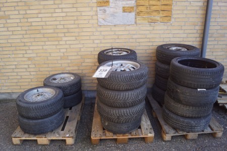 4 stk alufælge til BMW + diverse assorteret dæk med fælge.