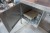 Stainless steel raised kitchen countertop.