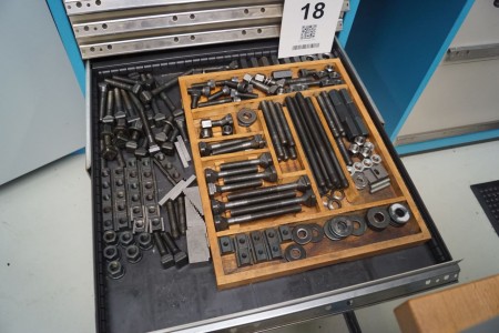 2 drawers with various clamping tools.