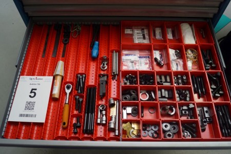 Contents in drawer of clamping tool etc.