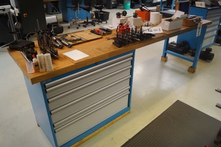 Wooden file bench. With Lista tool cabinet with drawers