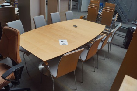 Conference table with 8 chairs.