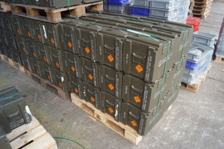 24 pieces Wooden ammunition boxes.