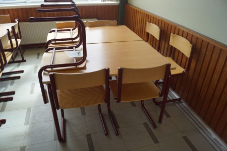 2 canteen tables with 8 chairs