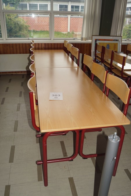 2 canteen tables with 12