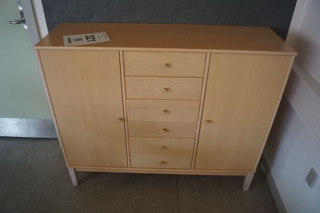 Chest of drawers + whiteboard + table