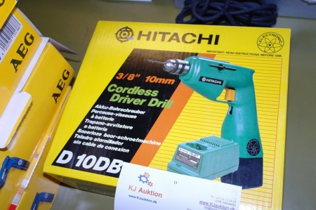 Aku-skruemaskine, Hitachi D10DB + lader og batteri NY
