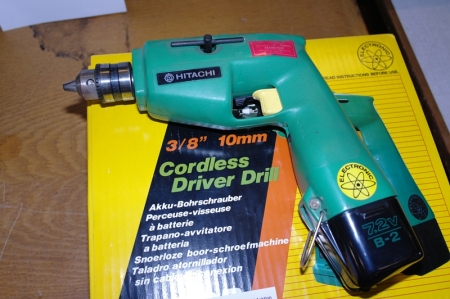 Cordless drill, Hitachi D10DB + battery and charger