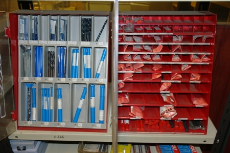 2 cabinets containing various drills, 1 mm to 13 mm