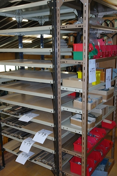 2 section steel shelving 45 cm wide x 2 meters high + 1 section 30 wide x 2 meters high.