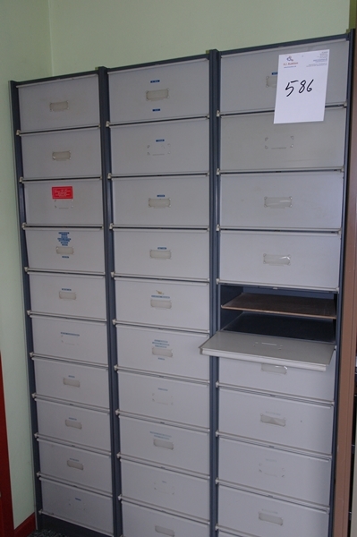 3 section steel cabinets with 10 drawers