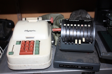 Olympia regnemaskine + Paymaster + Rheinmetal skrivemaskine