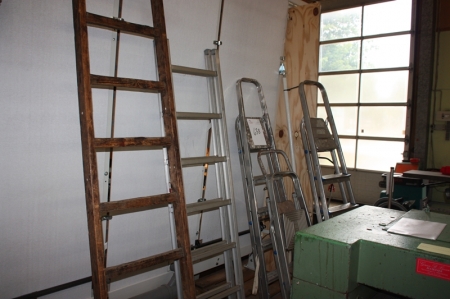 3 aluminum stepladders + 2 2 meter wooden ladders