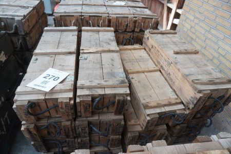15 wooden ammo boxes, 95x30
