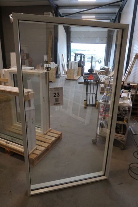 Fenster aus Holz / Aluminium, B119xH212 cm, Rahmenbreite 13 cm, weiß / weiß