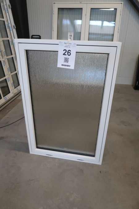 Fenster aus Holz / Aluminium, B89xH132 cm, Rahmenbreite 13 cm, weiß / weiß, mit mattem Glas