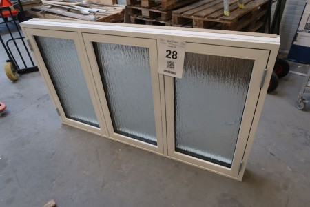 Fenster aus Holz / Aluminium, B172xH99 cm, Rahmenbreite 13 cm, weiß / weiß, mit mattem Glas