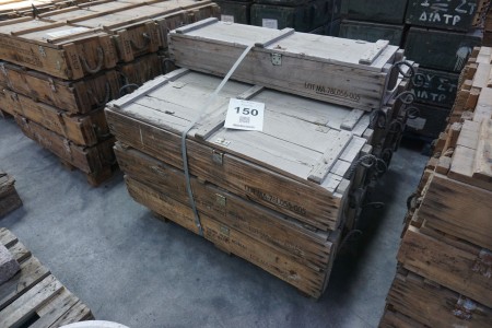 13 wooden ammunition boxes
