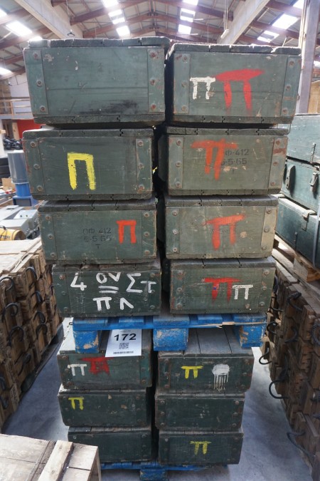 14 wooden ammunition boxes