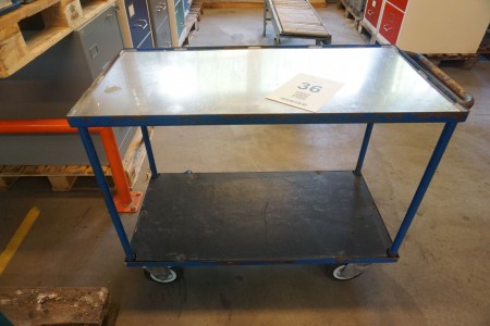 Roller table with metal worktop