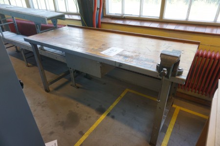 Wooden file bench with drawer and vice