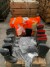 9 pairs of rubber boots, brand: Dunlop + box with reflective vests.