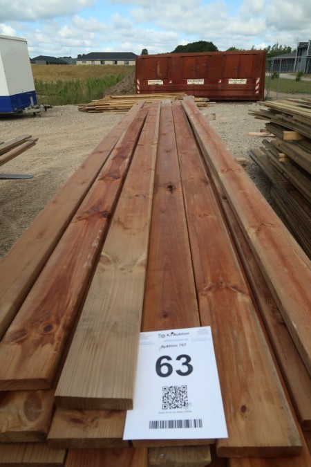 Anslået 72 meter terrassebrædder, brunimprægneret, 28x120 mm, længde 240-480 cm