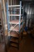 4 pieces of workshop shelves + cupboard + large lot of paint