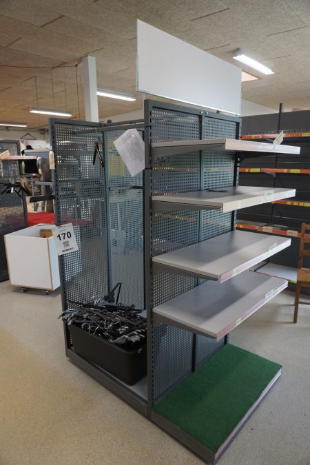 Exhibition shelf with bracket suspension.