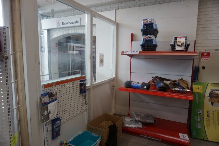Transport cages, blankets, silver cloth, etc. on the shelf
