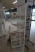 Exhibition shelf with perforated plates + 2 exhibition trolleys on wheels