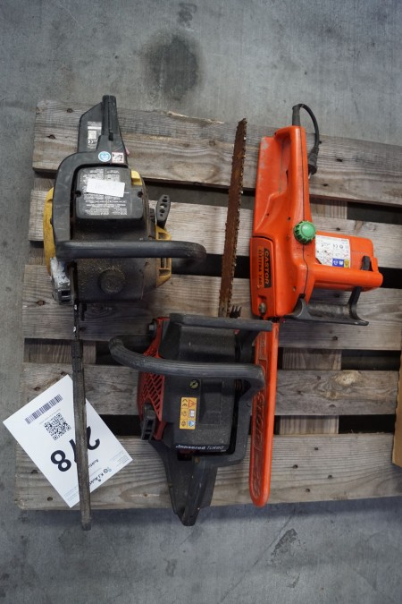 2 chainsaws and 1 chain saw
