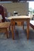 Wooden table + 2 wooden benches with drawers