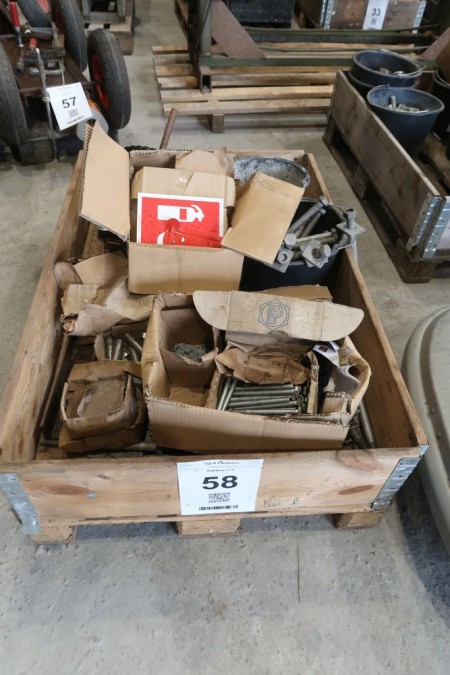 Pallet with bolts and nuts, m.m.