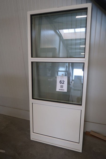 Window section, wood, white / white, W83xH196 cm, frame width 11.5 cm