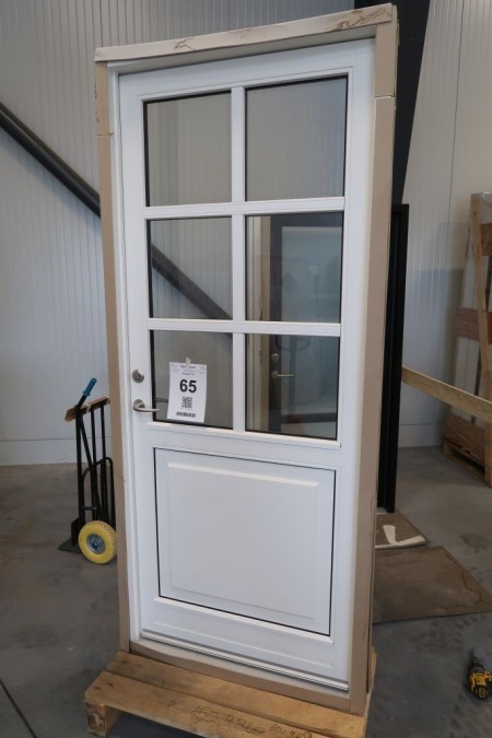 Vordertür, Holz, weiß / weiß, B97xH223 cm, Rahmenbreite 11,5 cm, links in