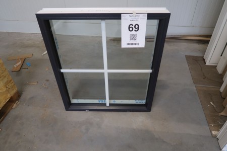 Fenster, Kunststoff, Anthrazit / Weiß, B78,5xH88,5 cm, Rahmenbreite 11,5 cm. Modellfoto