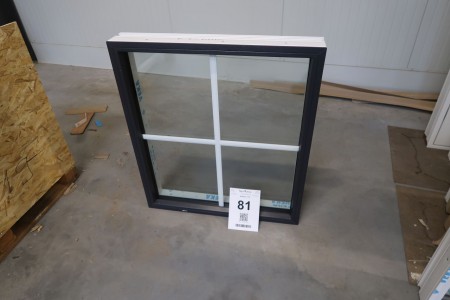 Window, plastic, anthracite / white, W78.5xH88.5 cm, frame width 11.5 cm. Model photo
